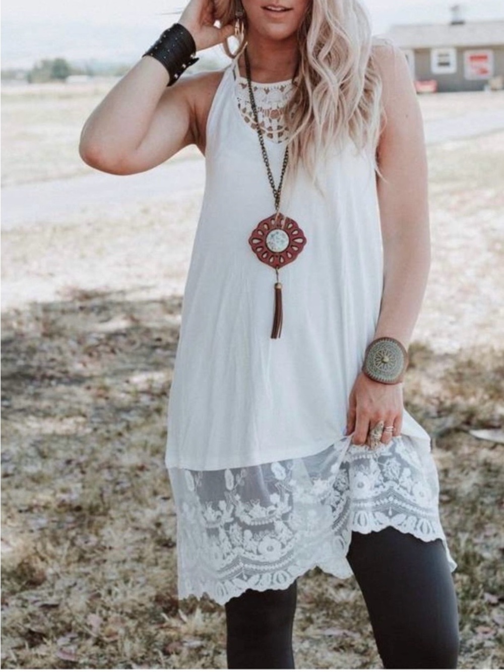 NWT modal slip dress lace white ivory extender Vneck - soft - racer back S M L